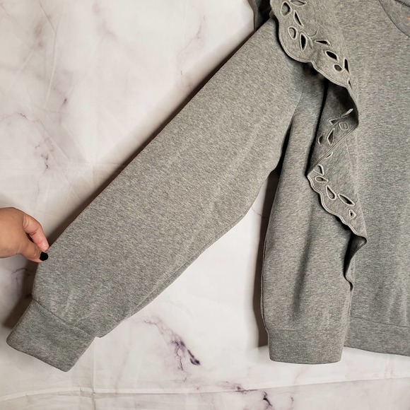 EXPRESS Gray Ruffle Long Sleeve Sweater M - Picture 4 of 8